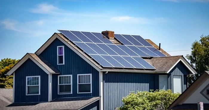 House with solar panels on roof